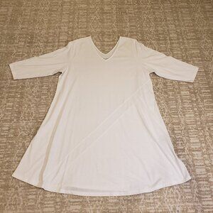 Soft Surroundings Daphne White 3/4 Sleeve V Neck Dress Size 1X